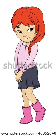shy girl .vector and illustration.