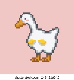 Shy goose, pixel art meme