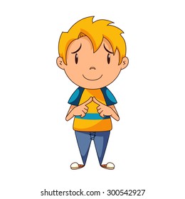 Shy Kid, Vector Illustration