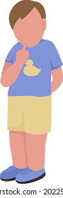Shy little boy semi flat color vector character. Full body person on white. Preparing timid child for kindergarten isolated modern cartoon style illustration for graphic design and animation