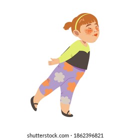 Shy Little Girl with Hairband Kissing Someone Vector Illustration