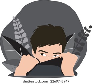 shy man vector art digital