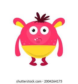Shy monster cartoon, cartoon vector,alien monster illustration,isolated cartoon on white background.