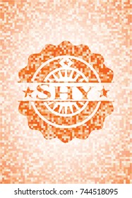 Shy orange mosaic emblem with background