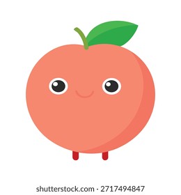 Caráter de pêssego tímido sorrindo suavemente coral cor-de-rosa corpo plana ilustração adequada para emoções conteúdo marca bonito e visuais amigáveis
