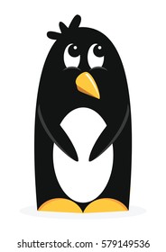 Shy penguin illustration