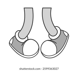 Shy personage retro feet doodle