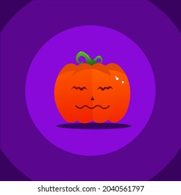 shy pumpkin icon vector for halloween acara