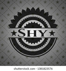 Shy realistic black emblem. Vector Illustration. Detailed.