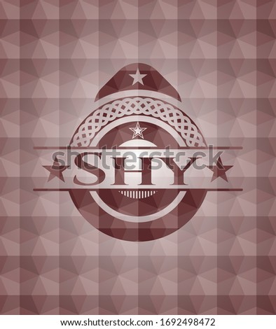 Shy red seamless emblem with geometric background.