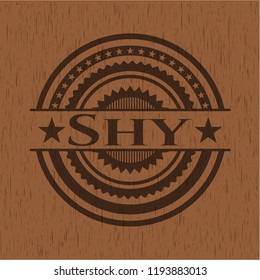 Shy retro style wooden emblem