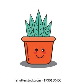 Shy Smile Expression of Decoration Plant Vector Design