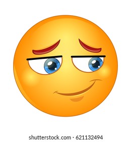 Shy smile. Vector illustration. 