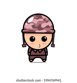 shy soldier character. kawaii illustration