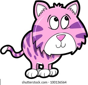 Shy Tiger Animal Vector Illustration Art
