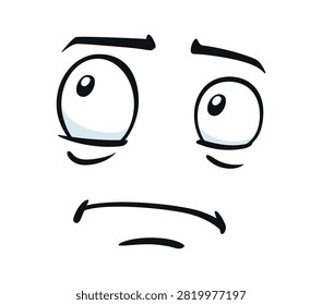 Shy timid eyes face expression emoji looking up for cartoon funny expression emoticon. Guilty glare emotion icon with worried googly eyes on smirk face expression or condemning thoughtful look emotion
