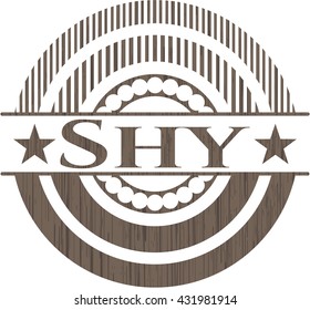Shy wooden emblem. Vintage.