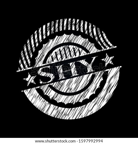 Shy written on a chalkboard. Vector Illustration. Detailed.