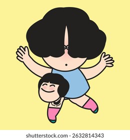 Tímida Jovem Escondendo Seu Rosto Com Cabelo E Smiley Extrovertido Pernas Conceito Ilustração Personagem de Desenho Animado