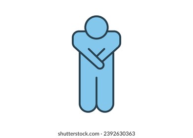 shyness icon. human shy. flat line icon style. simple vector design editable