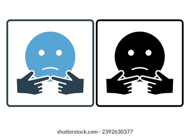 shyness icon. icon related to confusion. solid icon style. simple vector design editable