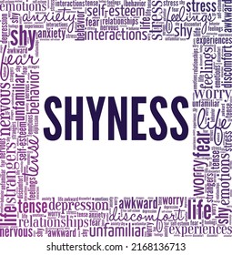 Shyness word cloud conceptual design isolated on white background.	
