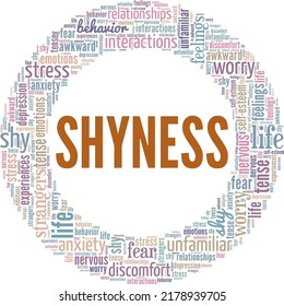 Shyness word cloud conceptual design isolated on white background.	