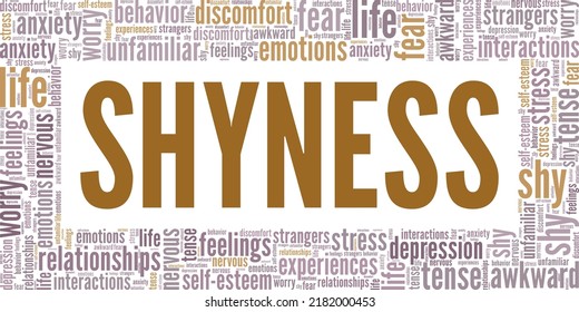 Shyness word cloud conceptual design isolated on white background.	