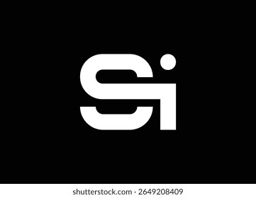 Monograma do logotipo com letras abstratas SI