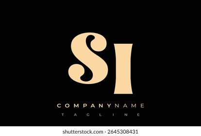 SI Creative Abstract Typography Design de logotipo. Logotipo elegante que combina tipografia arrojada e formas criativas, ideal para soluções de marca e identidade.