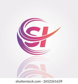 SI Creative Gradient Swirl Monogram Logo – Modern Abstract Letter mark Design for Professional Branding and Digital Identity