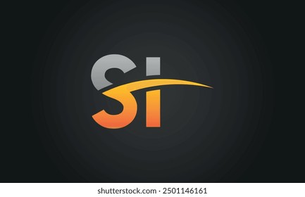 SI creative and modern letter logo design. SI logo design vector in black background.