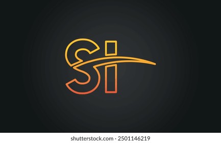 SI creative and modern letter logo design. SI logo design vector in black background.