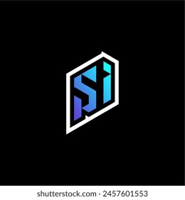 SI initial gradient blue gaming concept ideas for esport team, twitch and streamer