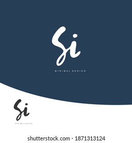 SI Escritura manual inicial o logotipo manuscrito para la identidad. Logo con firma y estilo dibujado a mano.