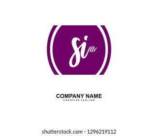 SI Initial Handwriting Logo Template Vector