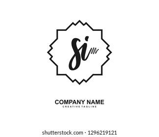 SI Initial Handwriting Logo Template Vector