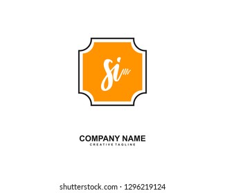 SI Initial Handwriting Logo Template Vector