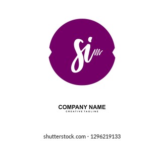 SI Initial Handwriting Logo Template Vector