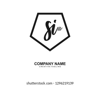 SI Initial Handwriting Logo Template Vector