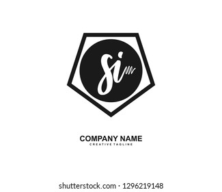 SI Initial Handwriting Logo Template Vector