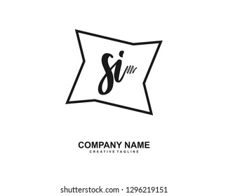 SI Initial Handwriting Logo Template Vector