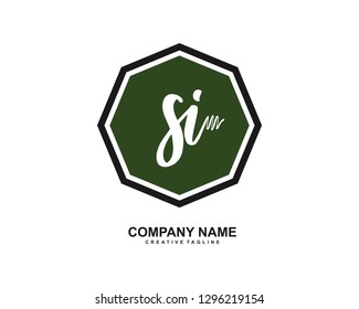 SI Initial Handwriting Logo Template Vector