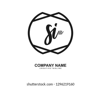 SI Initial Handwriting Logo Template Vector
