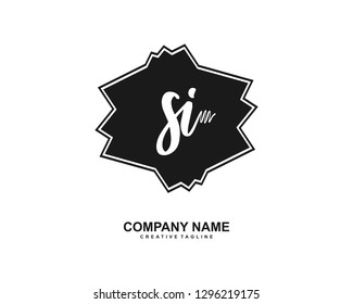 SI Initial Handwriting Logo Template Vector