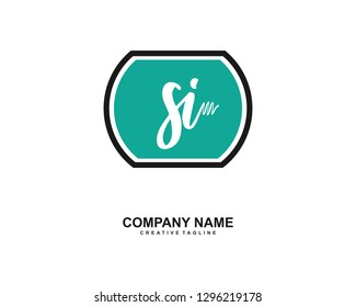 SI Initial Handwriting Logo Template Vector
