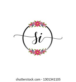 SI Initial Handwriting Logo Template Vektorillustration