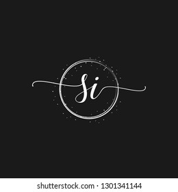 SI Initial Handwriting logo template vector