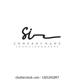 SI Initial Handwriting logo template vector