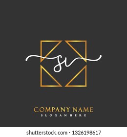 SI Initial Handwriting logo template vector